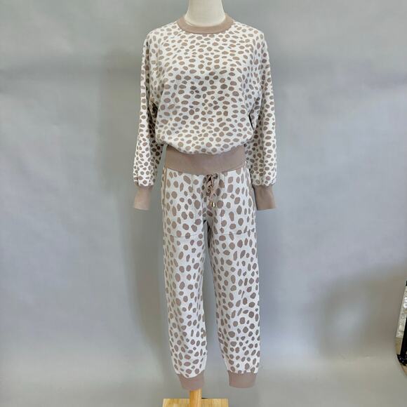 Ann Taylor knit sweater jogger & sweatshirt set animal dot size small & medium - Picture 1 of 15